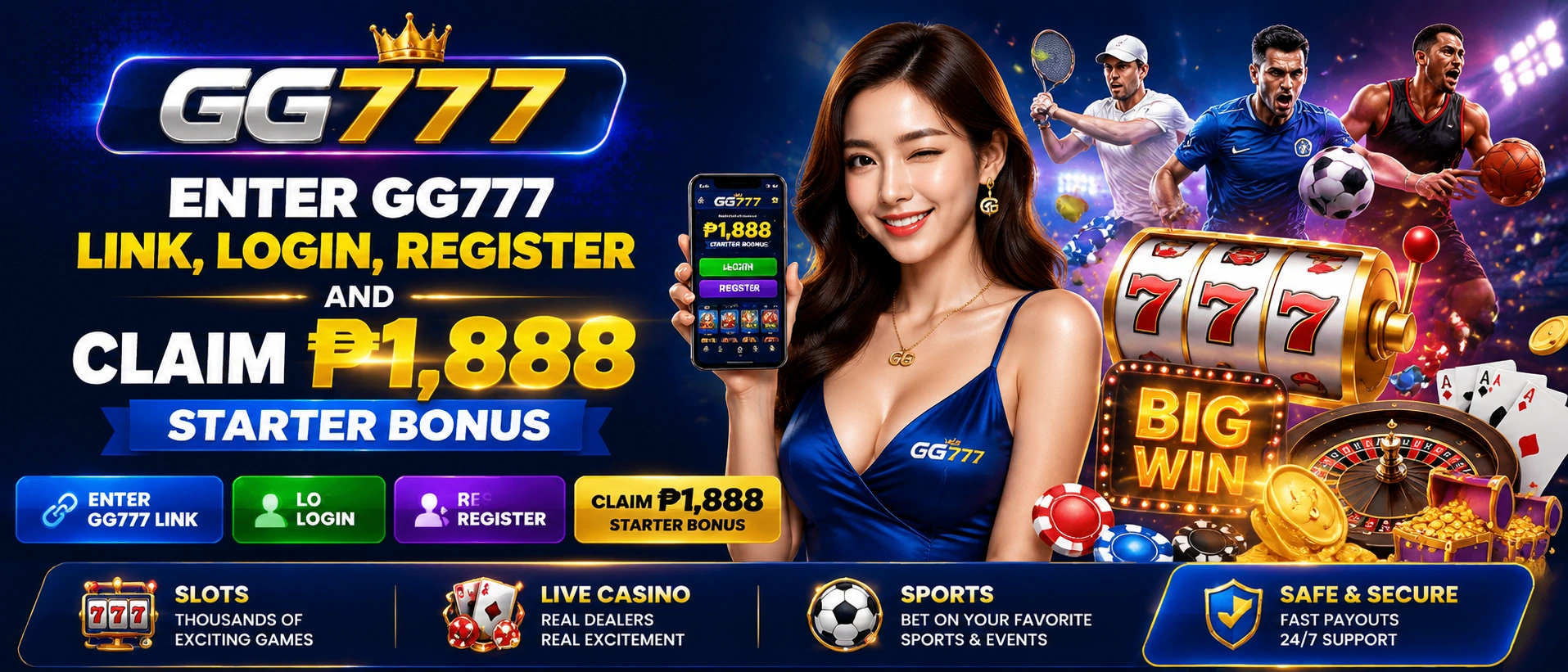 GG777 visual para sa live casino at account access notes