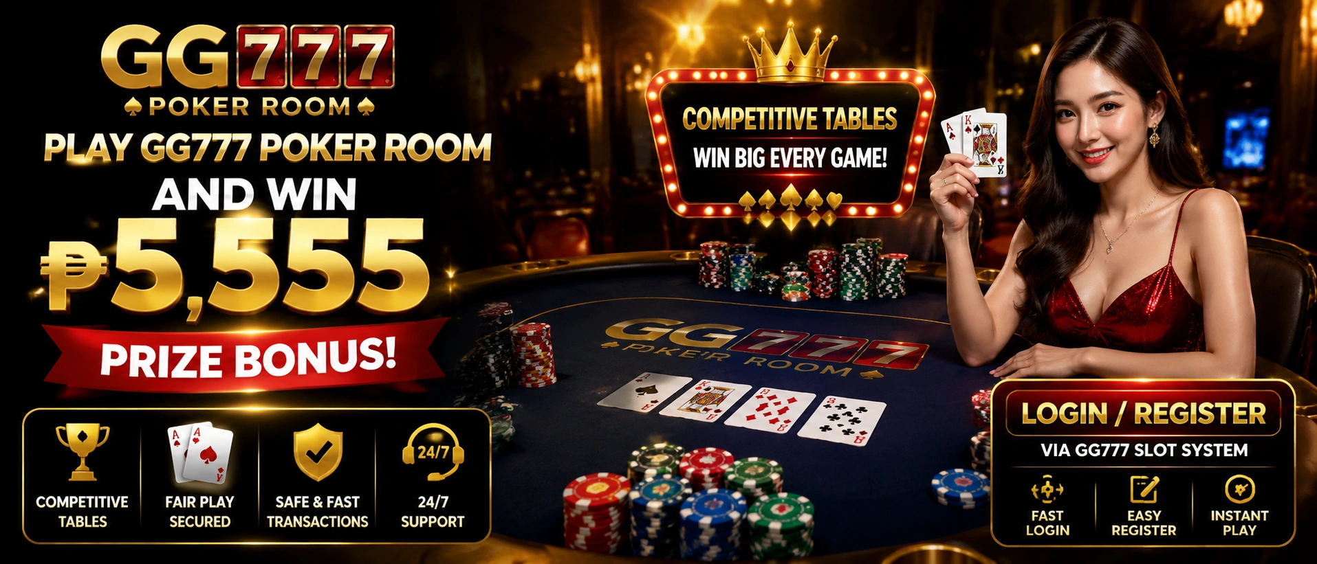 GG777 Poker banner for card games